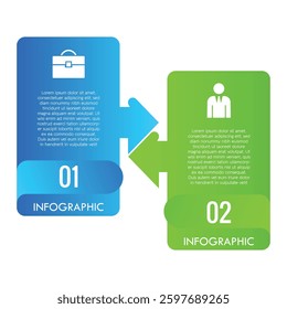 Modern layout infographic stylish template chart list 2 step design