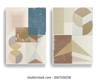 Diseño moderno con elementos de diseño minimalista. Grunge formas texturadas al estilo Boho . Arte mural, deco doméstico. Forma abstracta del vector. Arte moderno. Diseños contemporáneos.