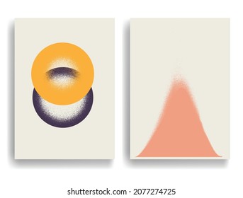 Modern layout with minimalist design elements . Grunge textured shapes in Boho style  . Wall art , home deco . Vector abstract shape. Modern art . Contemporary layouts set .