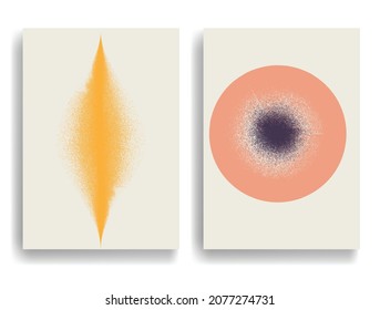 Modern layout with minimalist design elements . Grunge textured shapes in Boho style  . Wall art , home deco . Vector abstract shape. Modern art . Contemporary layouts set .
