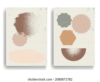 Diseño moderno con elementos de diseño minimalista. Grunge formas texturadas al estilo Boho . Arte mural, deco doméstico. Forma abstracta del vector. Arte moderno. Diseños contemporáneos.