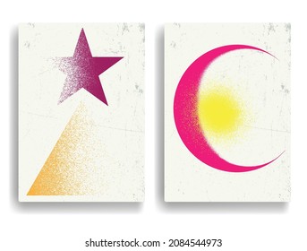 Modernes Layout mit minimalistischen Design-Elementen. Grunge strukturierte Formen im Boho-Stil. Wall Art , Home Deco . Abstrakte Vektorform. Moderne Kunst. Zeitgenössische Layouts-Set .