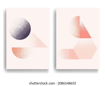 Modern layout with minimalist design elements . Grunge textured shapes in Boho style  . Wall art , home deco . Vector abstract shape. Modern art . Contemporary layouts set .