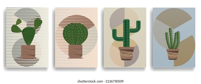 Modern layout with minimalist design elements . Grunge textured shapes in Boho style  . Wall art , home deco . Vector abstract shape. Modern art . Contemporary layouts set .