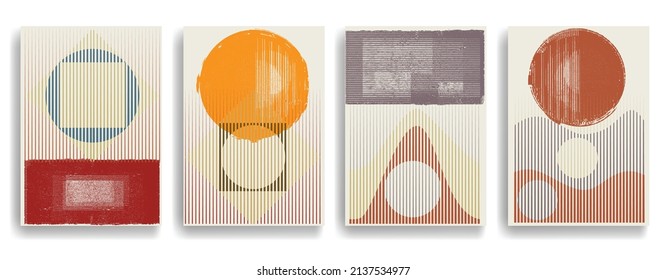Diseño moderno con elementos de diseño minimalista. Grunge formas texturadas al estilo Boho . Arte mural, deco doméstico. Forma abstracta del vector. Arte moderno. Diseños contemporáneos.