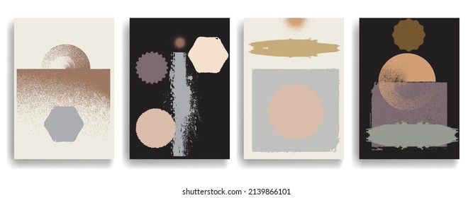Diseño moderno con elementos de diseño minimalista. Grunge formas texturadas al estilo Boho . Arte mural, deco doméstico. Forma abstracta del vector. Arte moderno. Diseños contemporáneos.