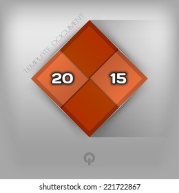 Modern layout. Red vector template with 2015 new year.