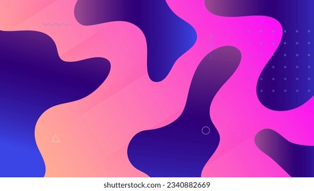 Modern Layout. Vibrant Journal. Pink Hipster Poster. Art Abstract Shape. Liquid Shapes. Technology Frame. Flow Landing Page. Color Colorful Invitation. Violet Modern Layout