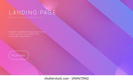 Modern Layout. Violet Hipster Flyer. Technology Invitation. Abstract Pattern. Geometric Design. Flow Gradient Poster. Flat Landing Page. Vibrant Page. Violet Modern Layout