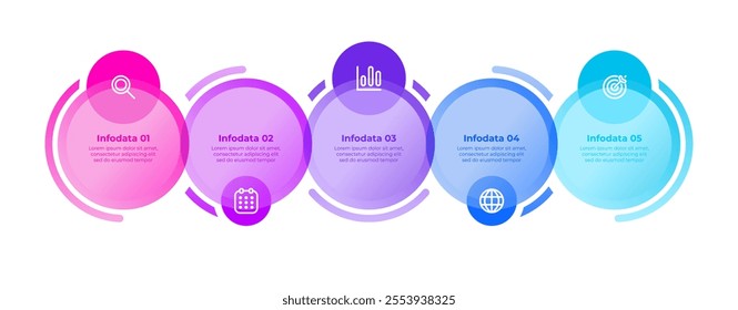 Modern layouts design template for vector infographic labels with icons and 5 options or steps. Timeline concept for annual report, presentation processes.