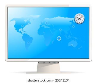 pantalla lcd moderna con escritorio brillante