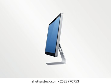 Modern LCD display on light gradient background, half-side view