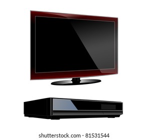 Modern LCD TV with DVD player set eps10