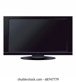 Modern LCD TV Set On White Background.