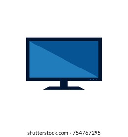 Modern LCD, TV set, television, HDTV, computer screen household appliance, flat style vector illustration isolated on white background. Flat style front view LCD television, TV set, monitor, display
