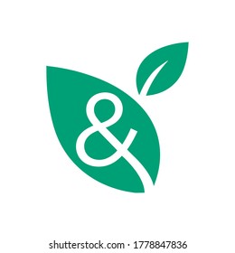 Modern leaf with ampersand icon