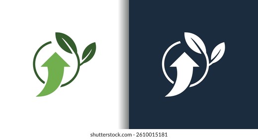 Modern Leaf Arrow concept, Abstract arrow leaf logo designs template.
