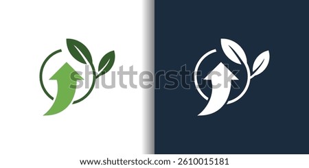 Modern Leaf Arrow concept, Abstract arrow leaf logo designs template.