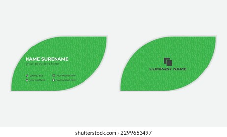 Modern leaf die cut business card design vector template.