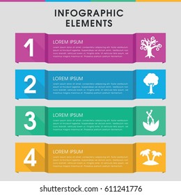 Modern leaf infographic template. infographic design with leaf icons includes tree, palm, plant. can be used for presentation, diagram, annual report, web design. 