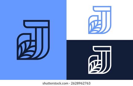 Modern leaf letter J logo