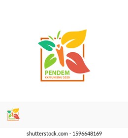 Modern Leaf Logo with Flat color. kkn pendem