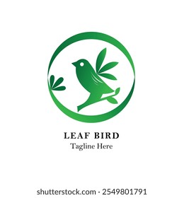 Modern Leaf Logo icon Template with bird vector