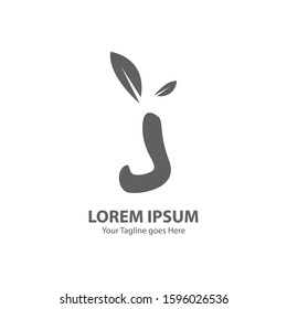 Modern Leaf Logo Letter J. Monochrome Color  