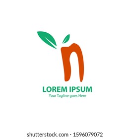 Modern Leaf Logo Letter N. Orange and green Color
