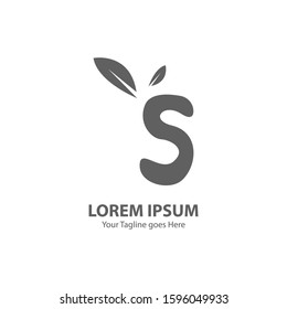 Modern Leaf Logo Letter S. Monochrome Color