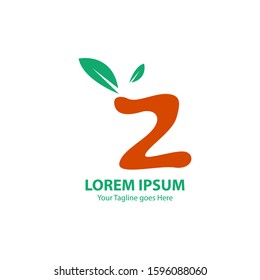 Modern Leaf Logo Letter Z. Orange and green Color