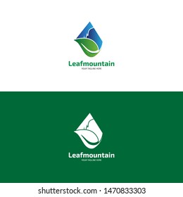 Modern Leaf Mountain Logo Design