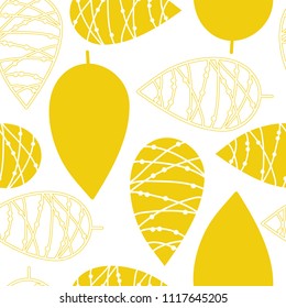 Modern leaf pattern. Golden leaves on a white background. Seamless vector pattern. Perfect for fabric, all kinds of paper projects, and stationery. Great fit for Thanksgiving!