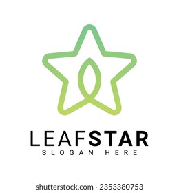 modern leaf star logo design 