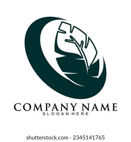 Modern leaf symbol logo vector
