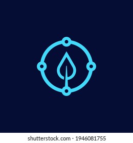 modern leaf technology connection logo. editable and easy to custom