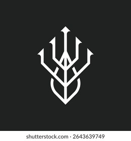 Logotipo de bloqueio de tridente de folha moderna