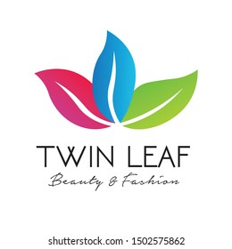 Modern leaf vector logo in colourful colour, good for fashion also beauty logo