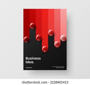 Modern leaflet A4 vector design layout. Fresh realistic balls cover illustration.