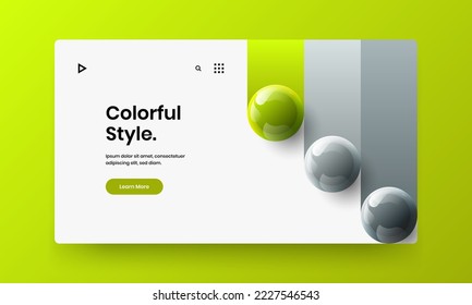 Modern leaflet design vector layout. Minimalistic 3D balls annual report concept.