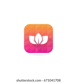 Modern Leaves Icon With Long Shadow