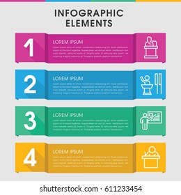 Modern lecture infographic template. infographic design with lecture icons includes speaker. can be used for presentation, diagram, annual report, web design. 