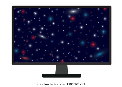 TV LED moderna. Tela grande, alto brilho e alta definição. Tecnologias modernas. Ilustração vetorial.