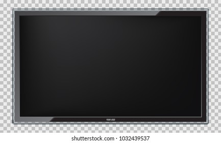 Modern Led TV screen with realistic reflection. Isolated vector.