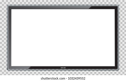 Modern Led TV screen with realistic reflection. Isolated vector.