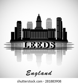 Modern Leeds City Skyline Design. England