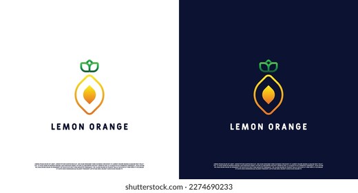Modern lemon orange logo design illustration. Minimalist lemon orange fruit gradient line silhouette. Suitable for web or app icons.