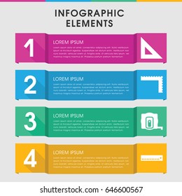 Modern length infographic template. infographic design with length icons includes measure tape. can be used for presentation, diagram, annual report, web design.