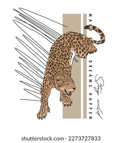 Impresión de camisetas de animales Leopard modernos y otro diseño con vector tipográfico CAD plana