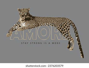 Modern leopard with gold foil detailed design wild slogan vector for women t shirt